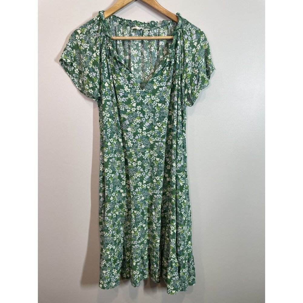 FatFace Floral Mini Dress Green SZ 6 Cottagecore Summer Short Sleeve Lightweight